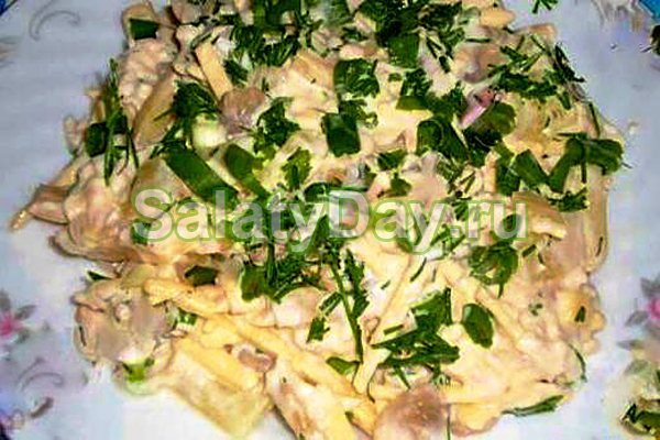 Салат Купеческий с грибами и ананасами